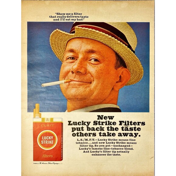 Lucky Strike Cigarettes "Put Back the Taste Others Take Away" Vtg Print Ad 1965 - Picture 1 of 3
